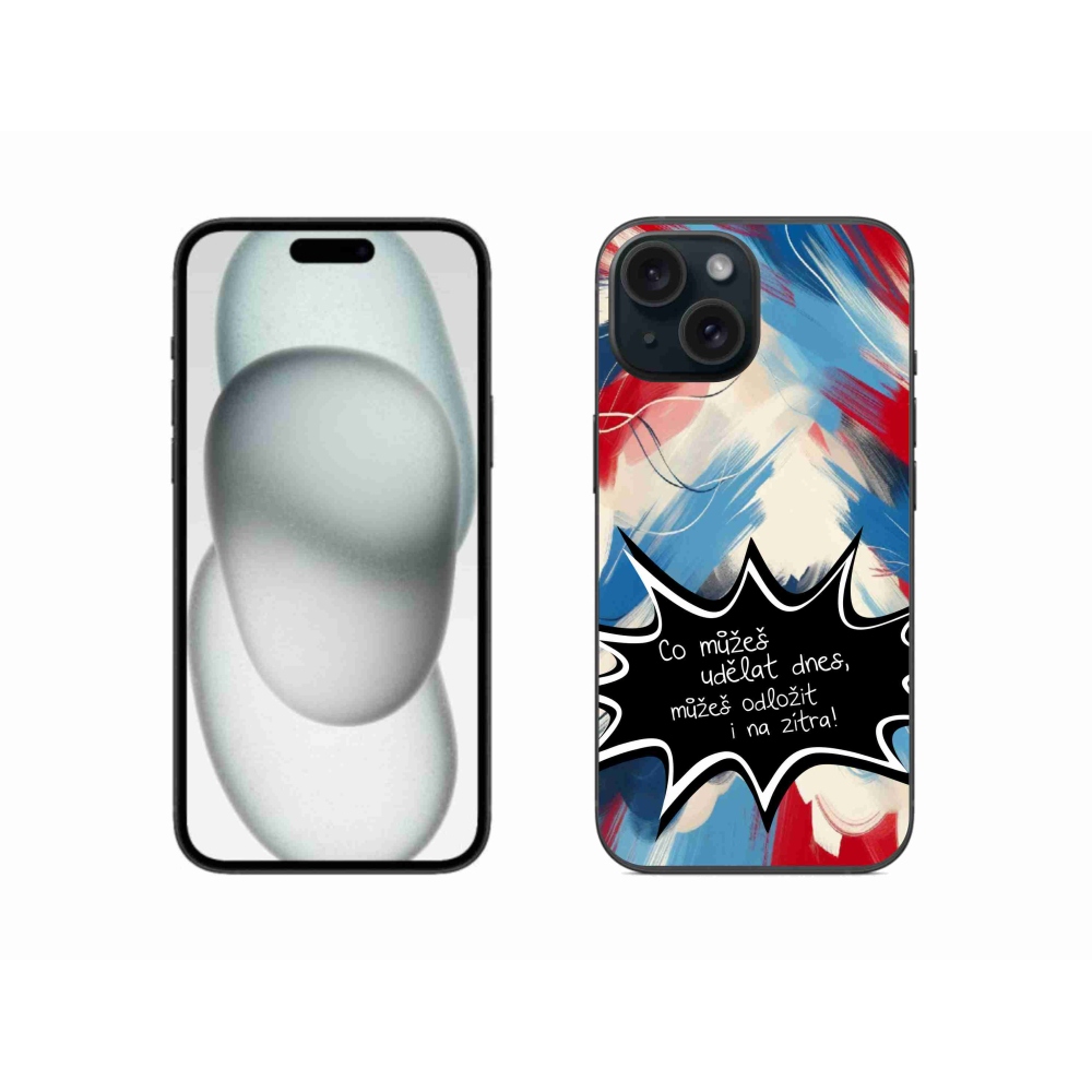 Gélový kryt mmCase na iPhone 15 - vtipný text 9 čierne pozadie
