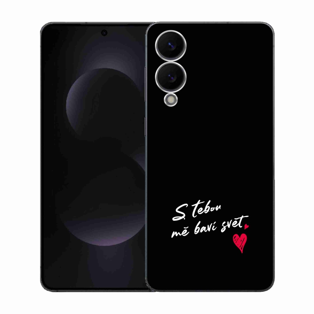 Gélový kryt mmCase na Samsung Galaxy S25 Edge - zamilovaný text 1 čierne pozadie