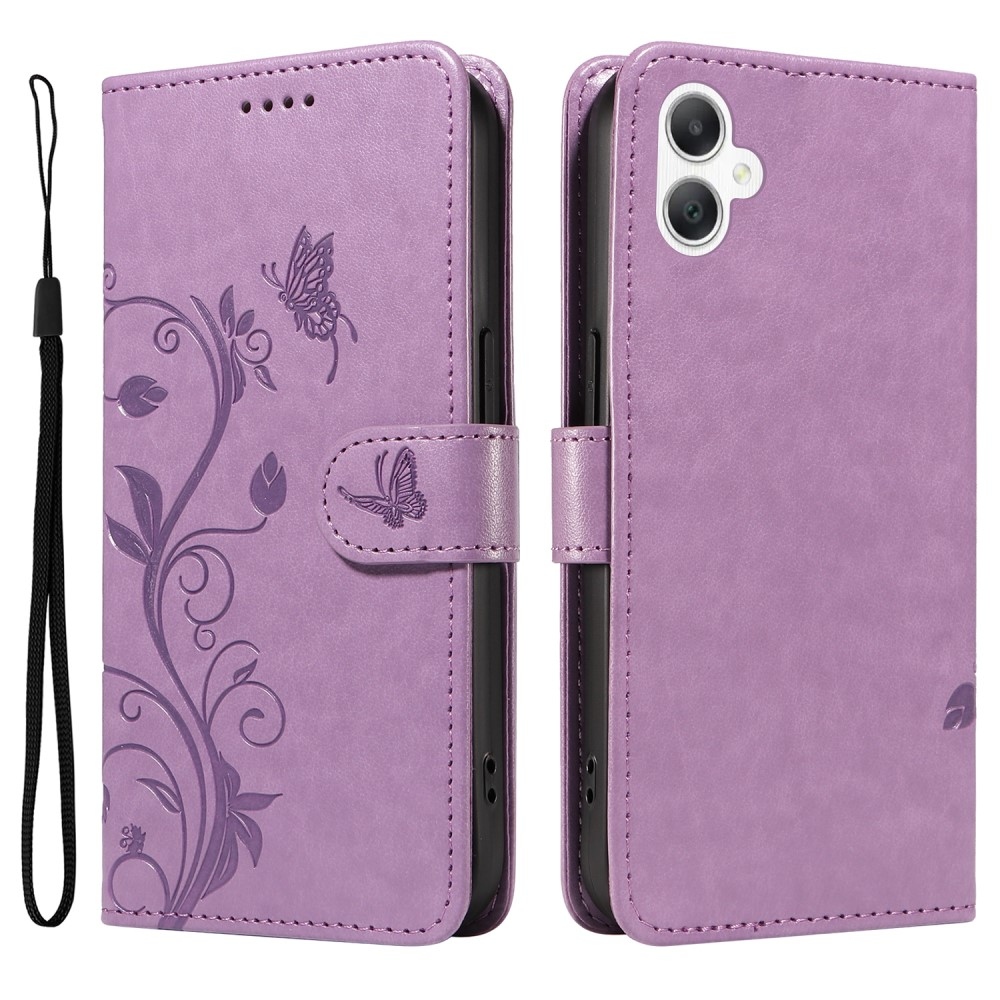 Flowery knižkové púzdro na Samsung Galaxy A06 4G - fialové