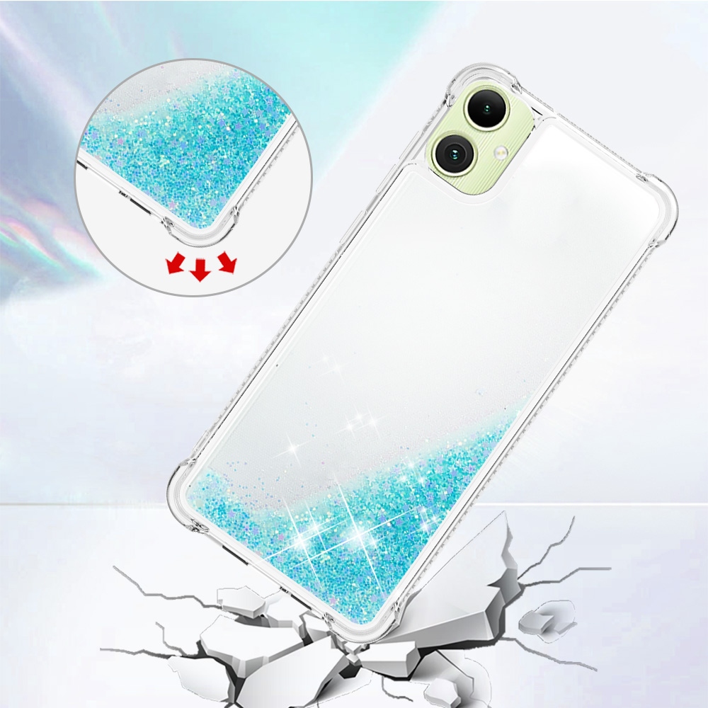 Glitter presýpacie gélový obal na Samsung Galaxy A07 4G - modrý/hviezdičky