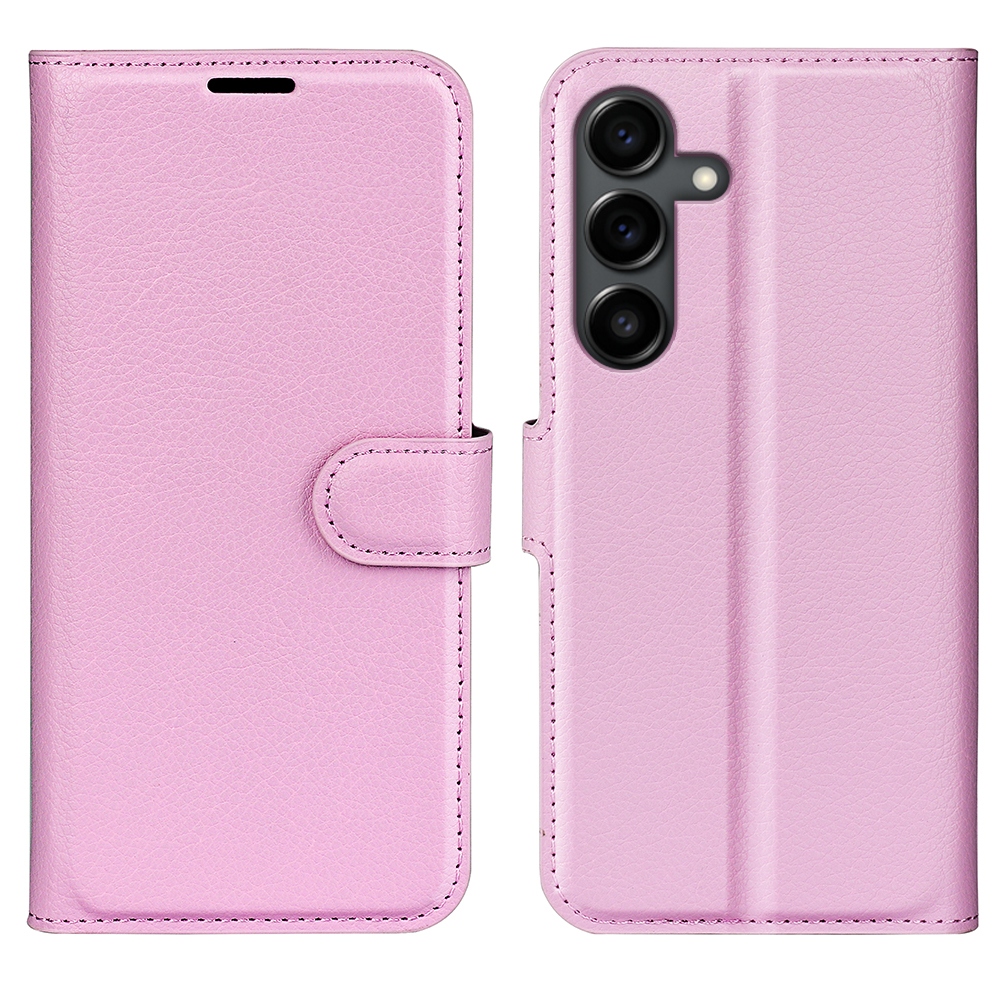 Litchi knižkové púzdro na Samsung Galaxy S25 FE - ružové