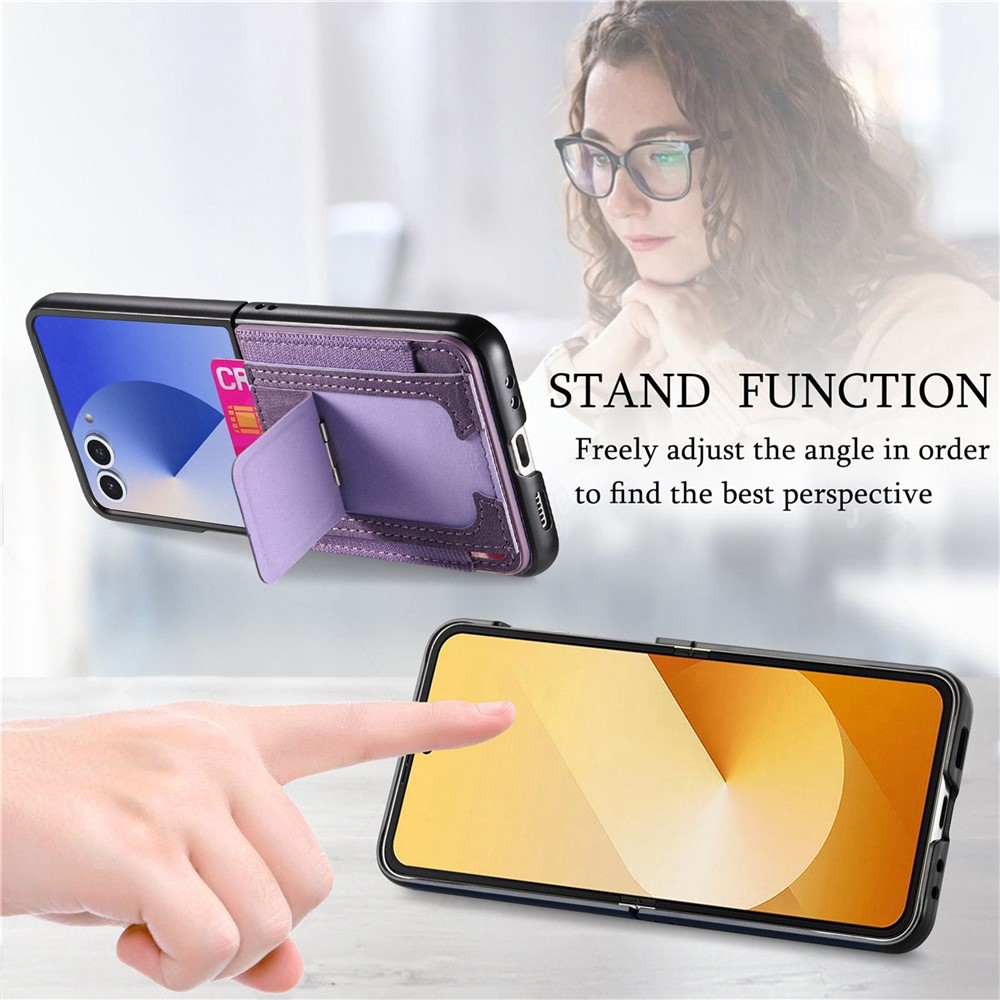 Luxurious plastový kryt s umelou kožou na Samsung Galaxy Z Flip7 5G - fialový