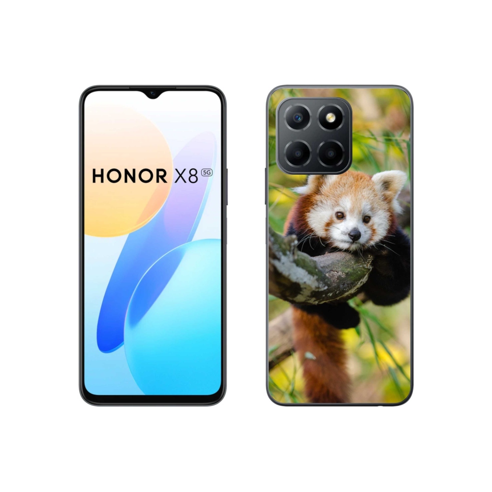 Gélový kryt mmCase na Honor X8 5G/70 Lite 5G - panda červená