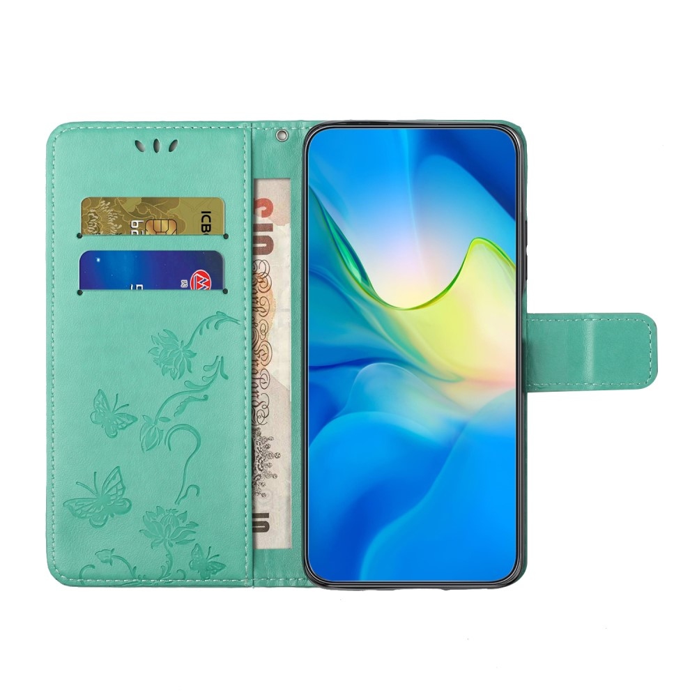 Flower knižkové púzdro na Samsung Galaxy Xcover 7 - modrozelené