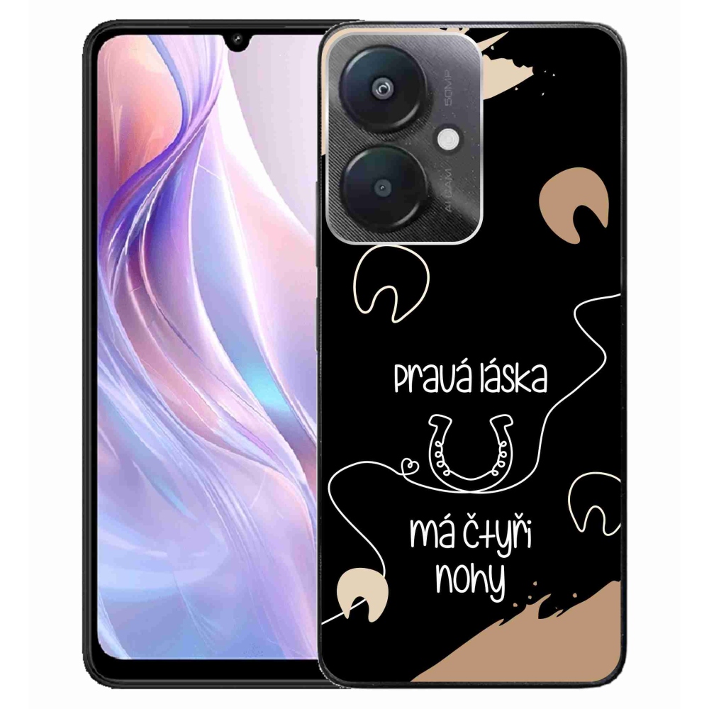 Gélový kryt mmCase na Xiaomi Redmi 13C 5G - konský motív čierne pozadie