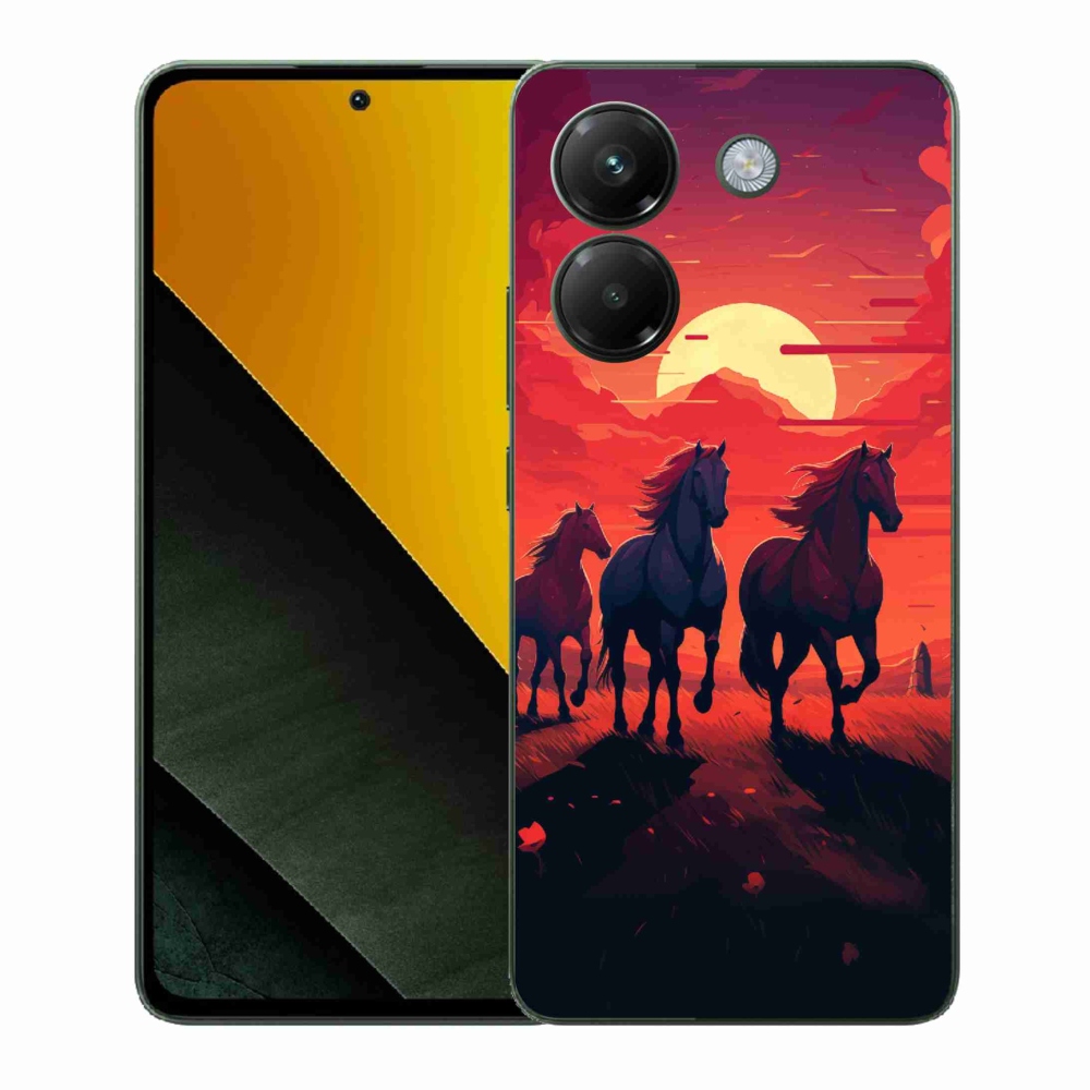 Gélový kryt mmCase na Xiaomi Poco M7 Pro 5G - kone a západ slnka