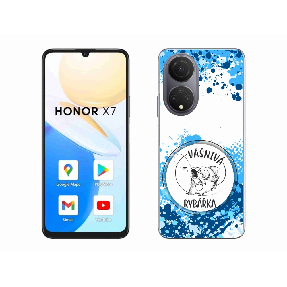 Gélový kryt mmCase na Honor X7 - vášnivá rybárka biele pozadie