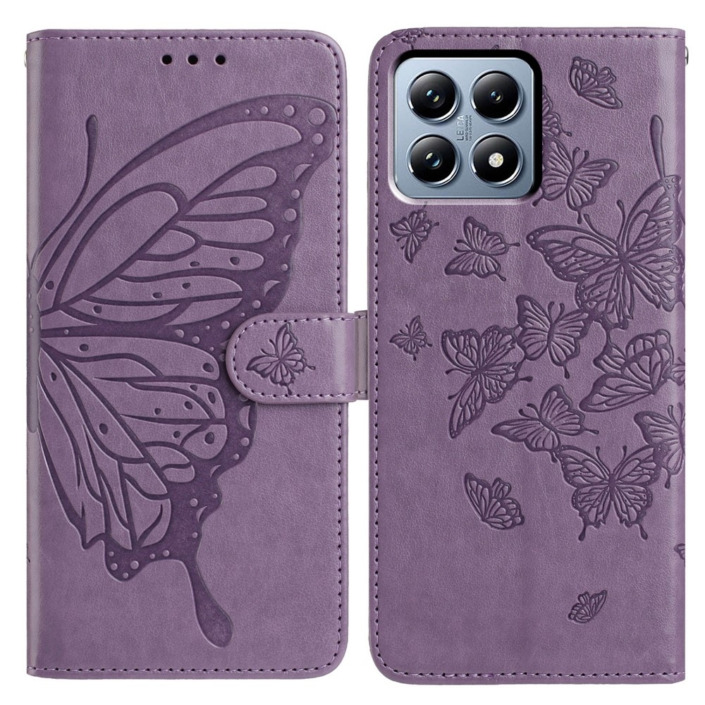 Floral Butterfly knižkové púzdro na Xiaomi 15T Pro - fialové