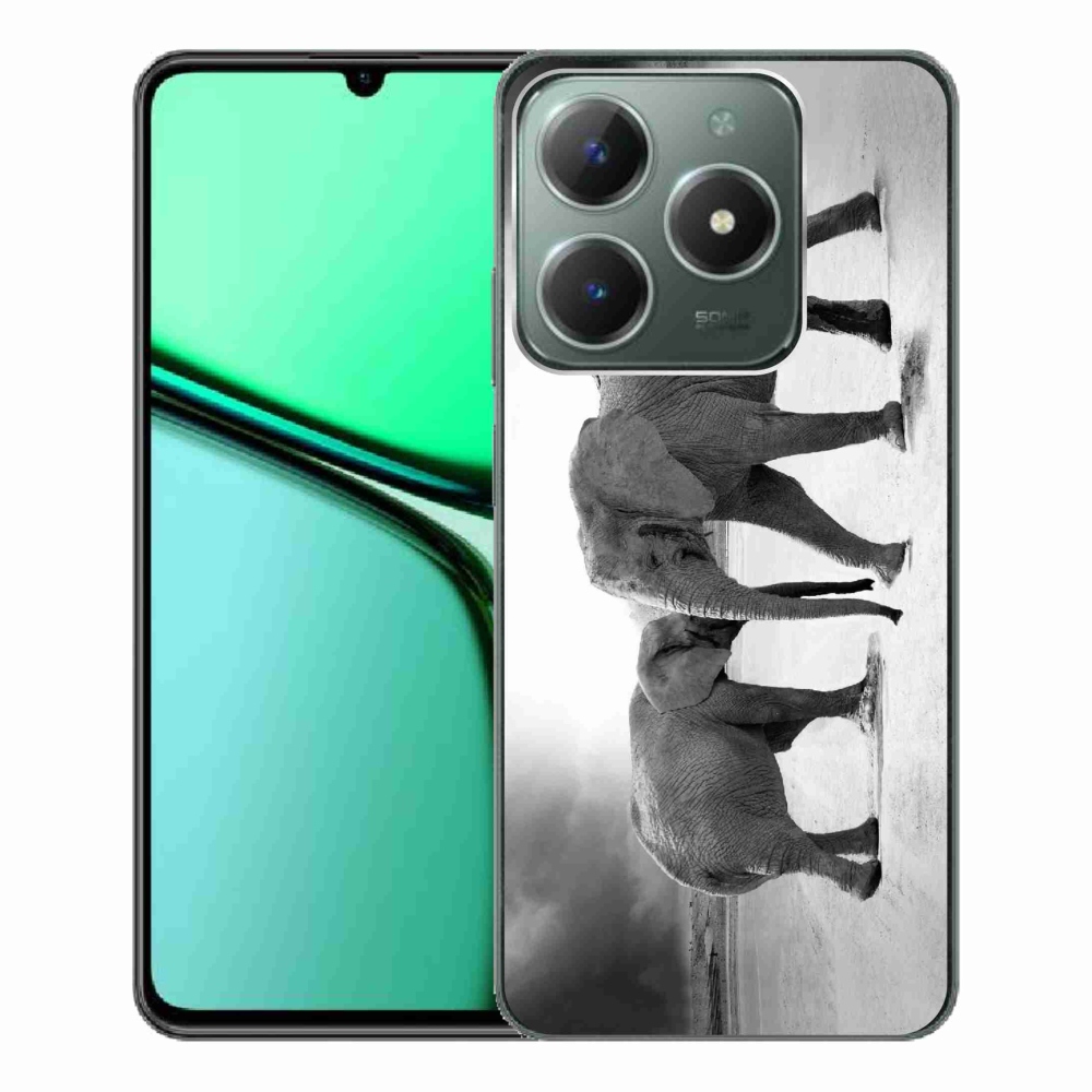 Gélový kryt mmCase na Realme C61 - čiernobieli slony