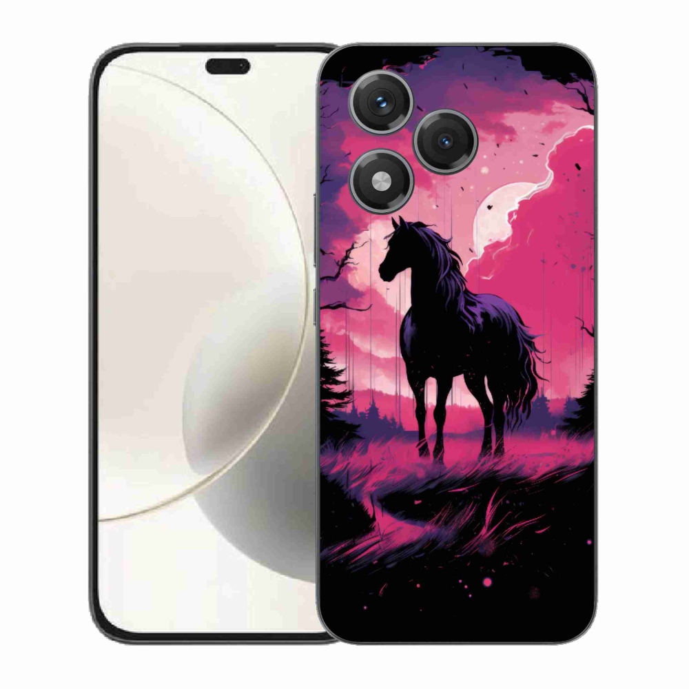 Gélový kryt mmCase na Honor 400 Lite - čierny kreslený kôň 1