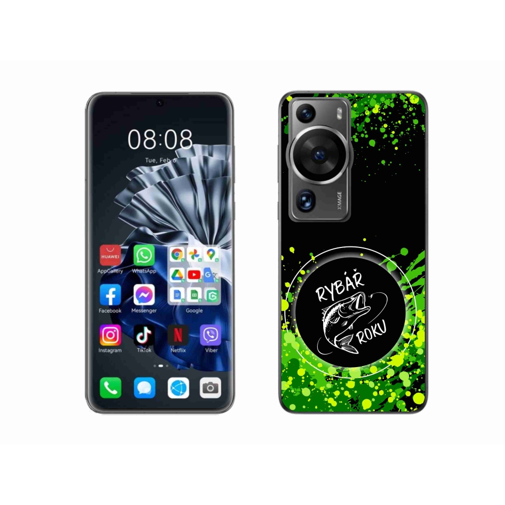 Gélový kryt mmCase na Huawei P60 Pro - rybár roku čierne pozadie
