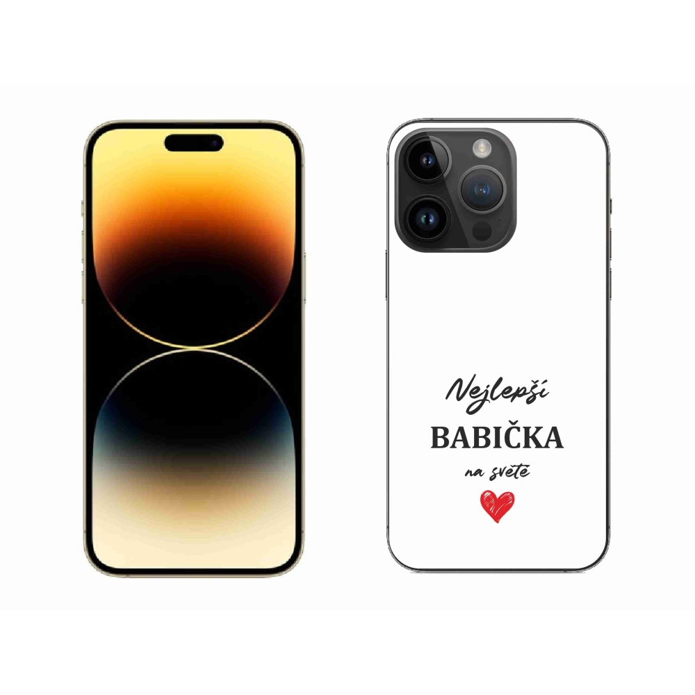 Gélový kryt mmCase na iPhone 14 Pro Max 6.7 - najlepšia babička 1 biele pozadie