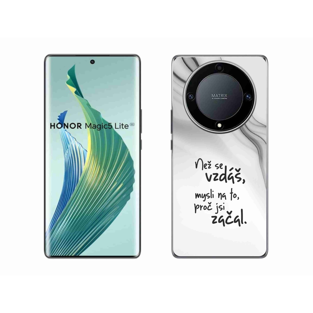 Gélový kryt mmCase na Honor Magic 5 Lite 5G - citát 2 biele pozadie