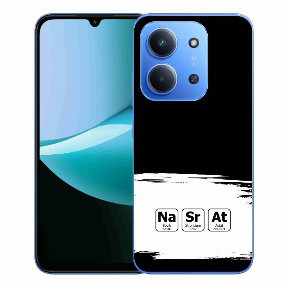 Gélový kryt mmCase na Xiaomi Redmi 15C 4G/5G (173mm) - chemické prvky bieločierne pozadie