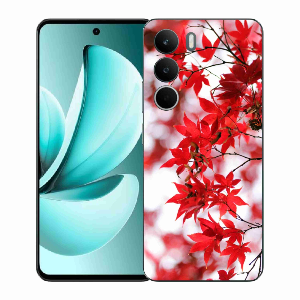 Gélový kryt mmCase na Realme C71 - červené listy