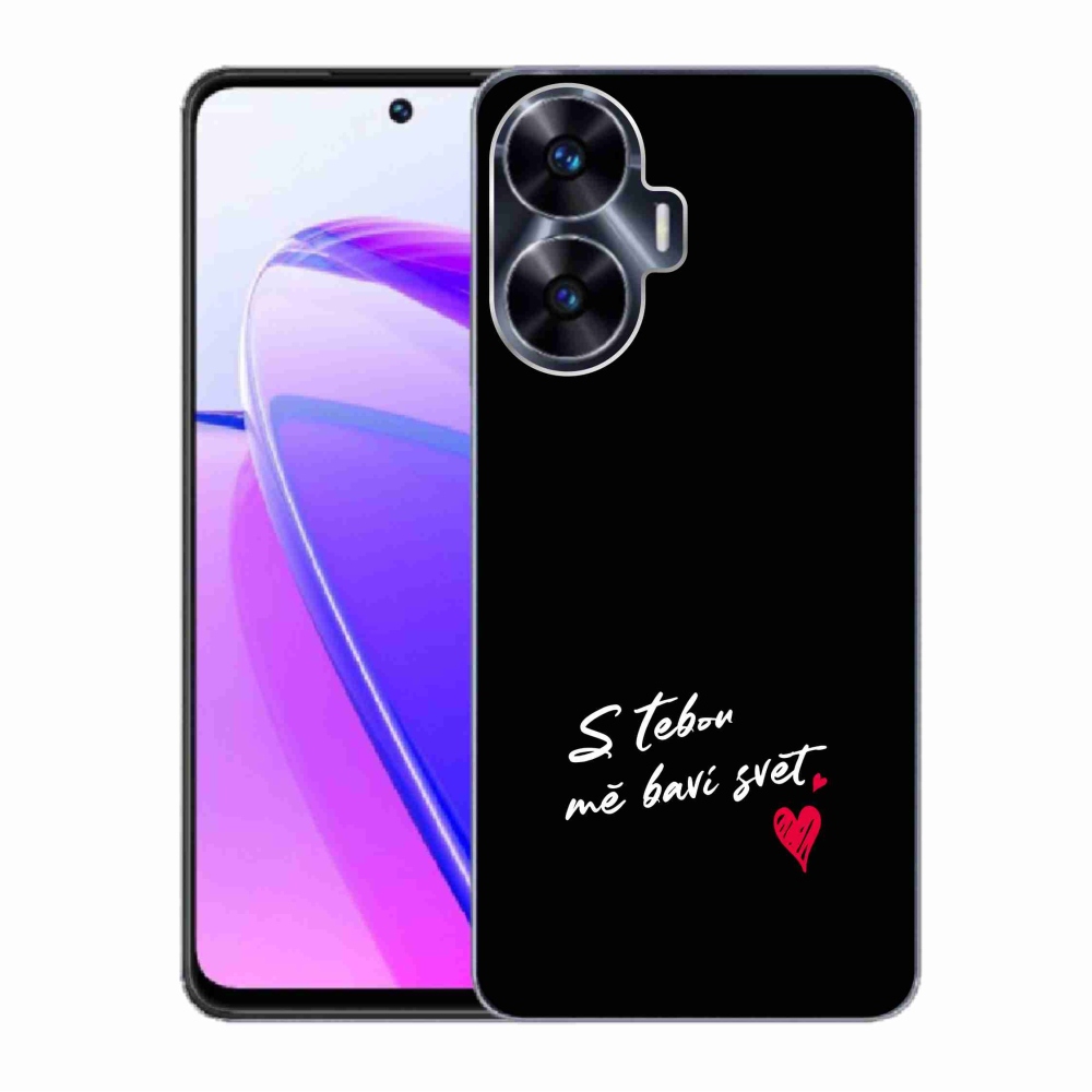 Gélový kryt mmCase na Realme C55 - zamilovaný text 1 čierne pozadie