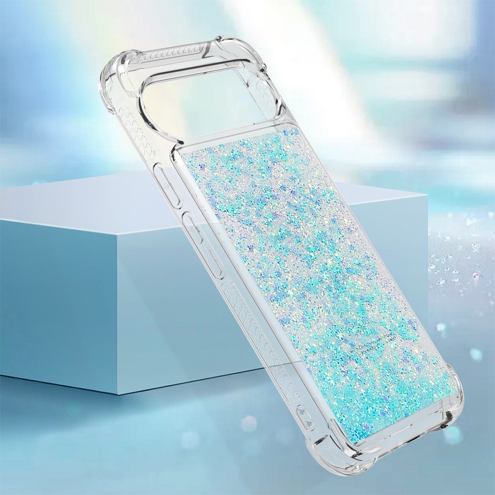 Glitter presýpací gélový obal na Google Pixel 10 Pro/Pixel 10 - modrý/hviezdičky
