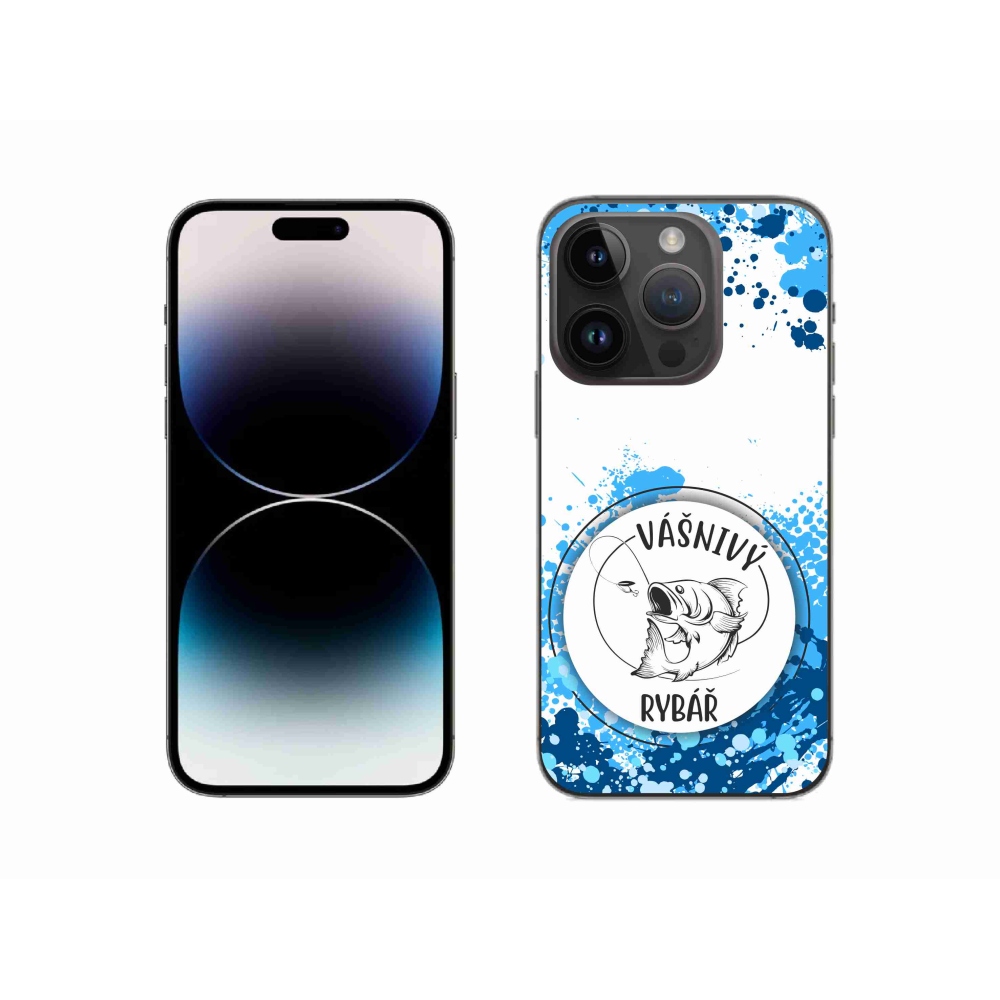 Gélový kryt mmCase na iPhone 14 Pro 6.1 - vášnivý rybár biele pozadie