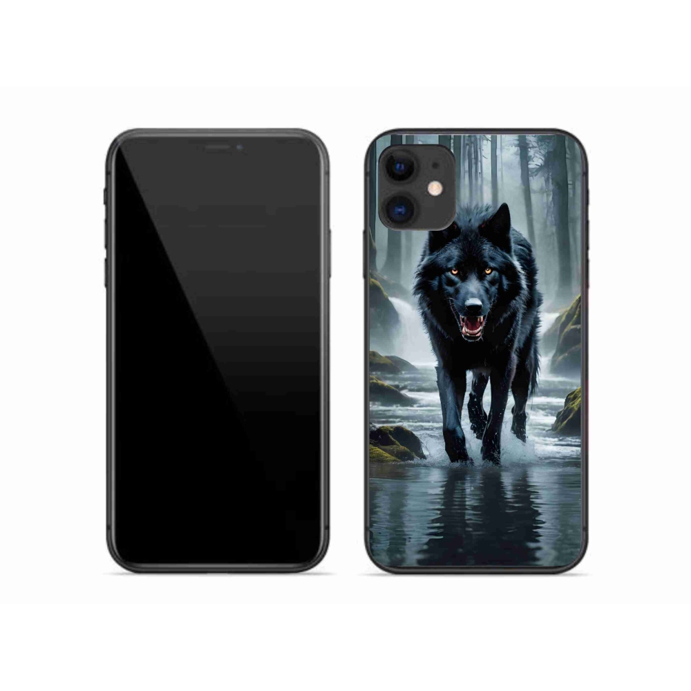 Gélový kryt mmCase na iPhone 11 - čierny vlk