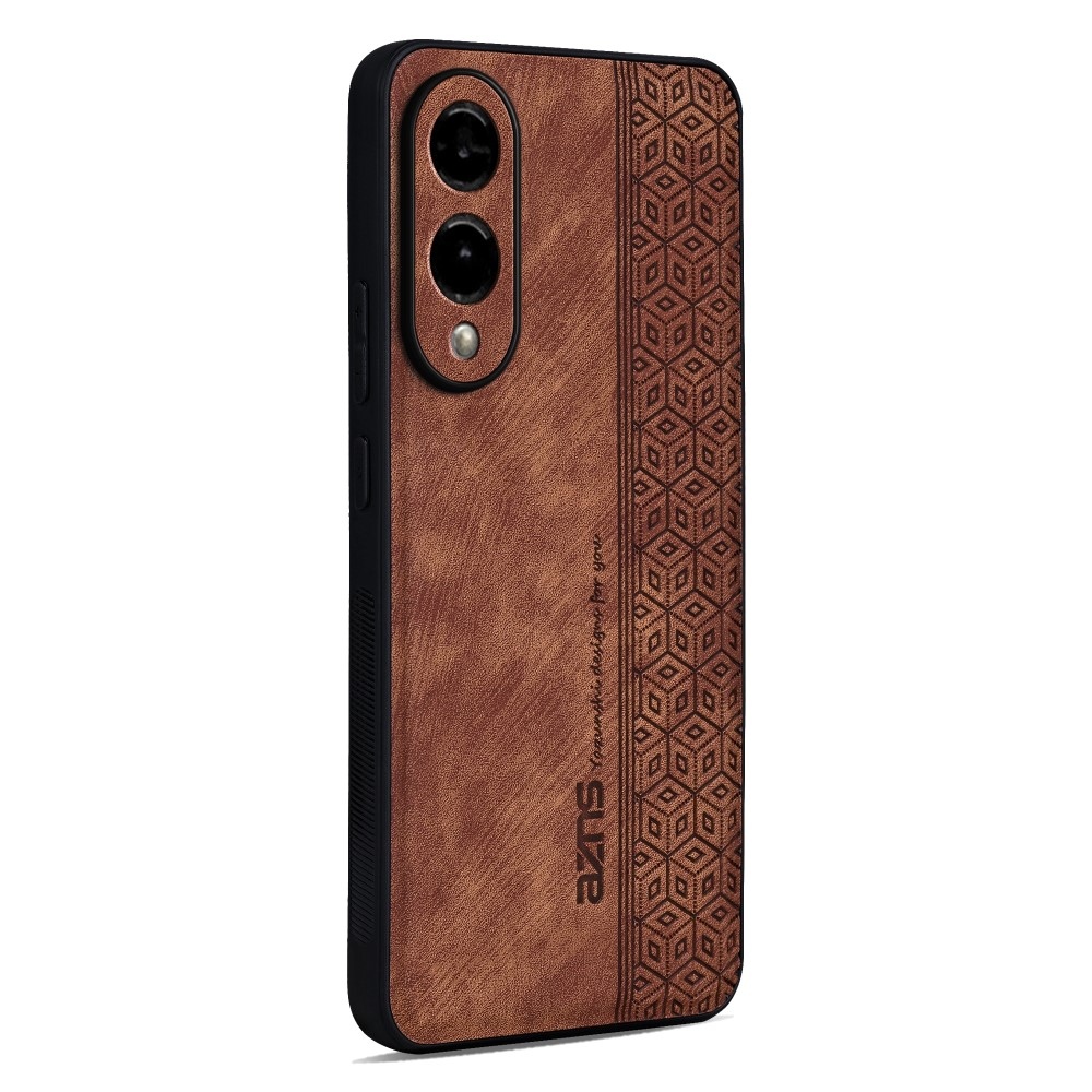 AZNS gélový obal potiahnutý PU kožou pre mobil Samsung Galaxy S25 Edge - hnedý