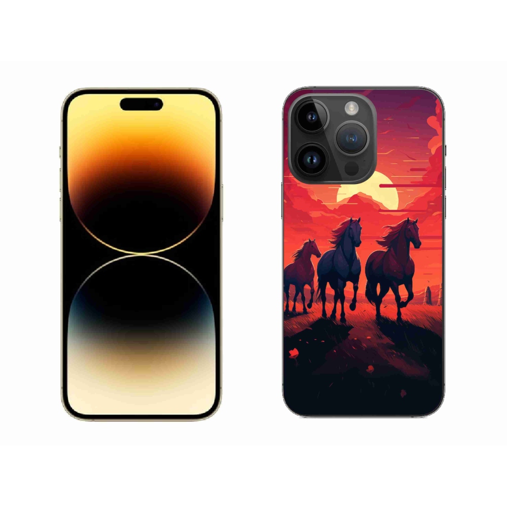 Gélový kryt mmCase na iPhone 14 Pro Max - kone a západ slnka