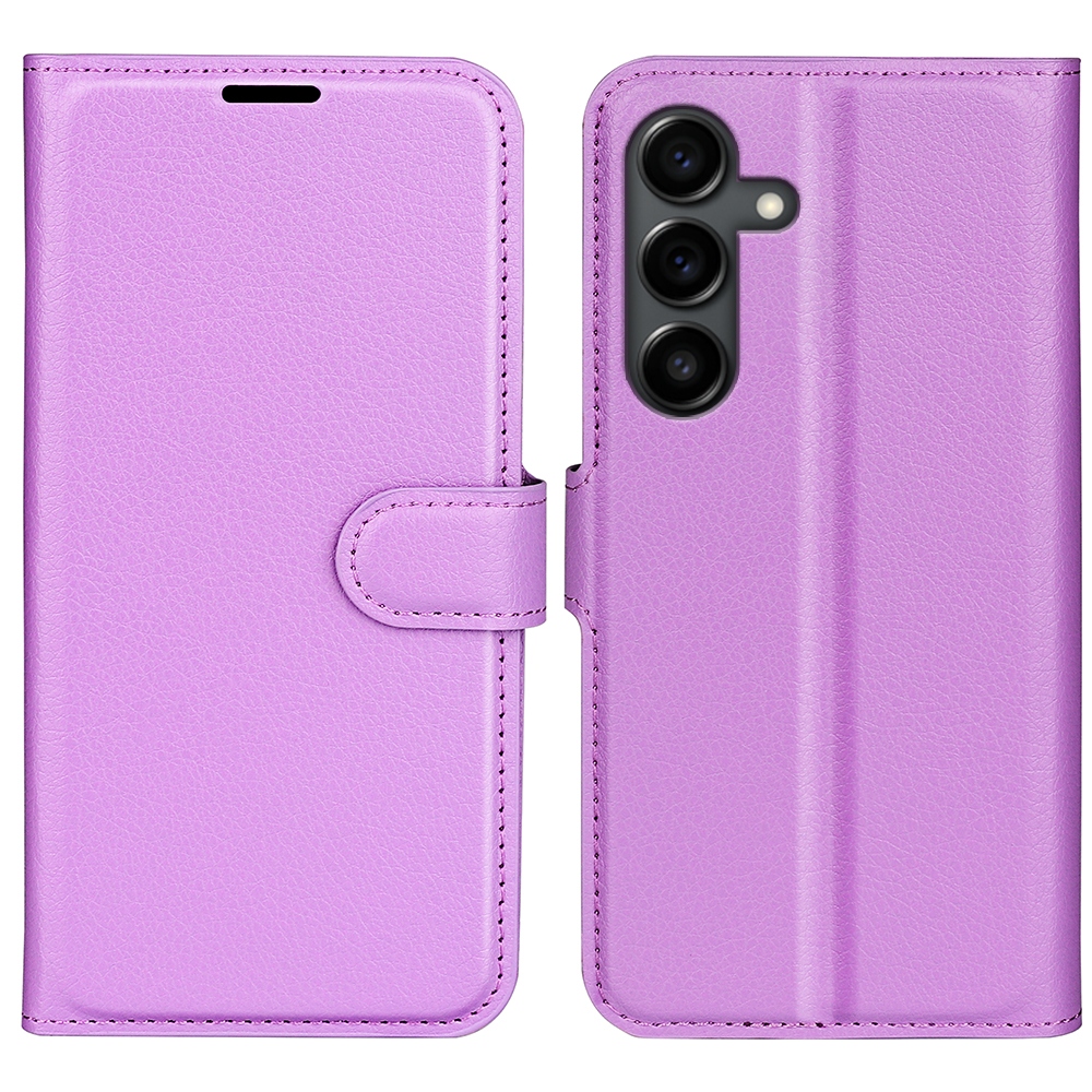 Litchi knižkové púzdro na Samsung Galaxy S25 FE - fialové