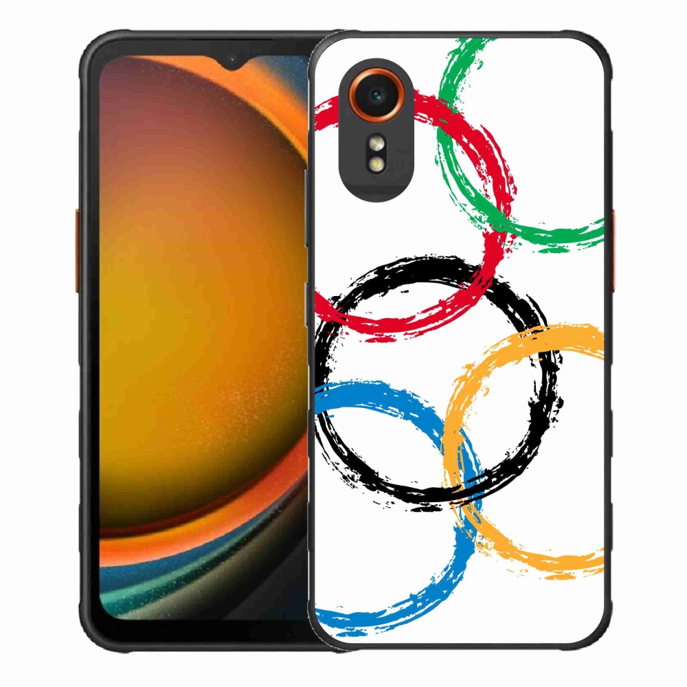 Gélový kryt mmCase na Samsung Galaxy Xcover 7 - olympijské kruhy biele pozadie