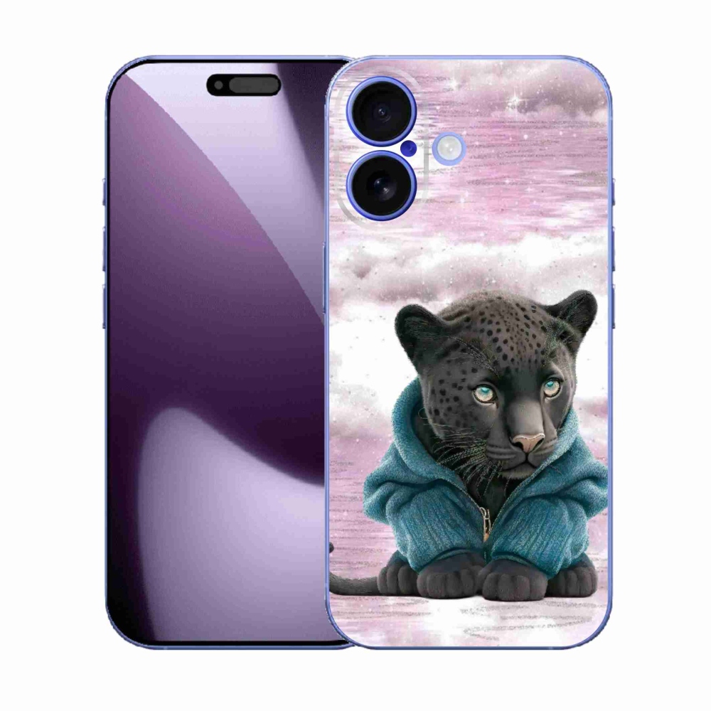 Gélový kryt mmCase na iPhone 17 - čierny panter vo svetri