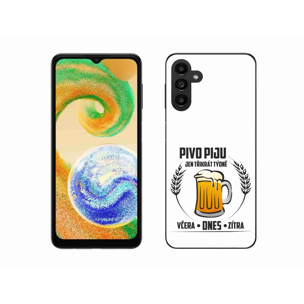 Gélový kryt mmCase na Samsung Galaxy A04s (164.7x76.7x9.1mm) - pivný motív biele pozadie