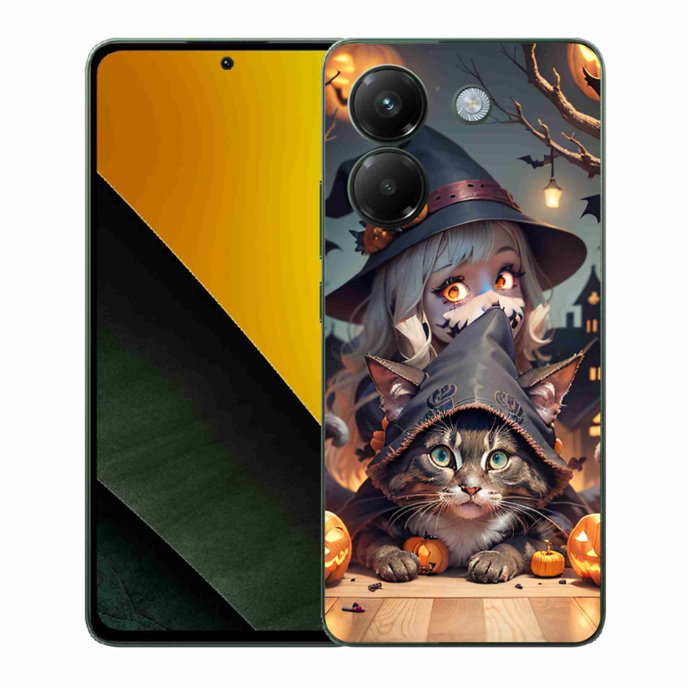 Gélový kryt mmCase na Xiaomi Poco M7 Pro 5G - čarodejnica s mačkou