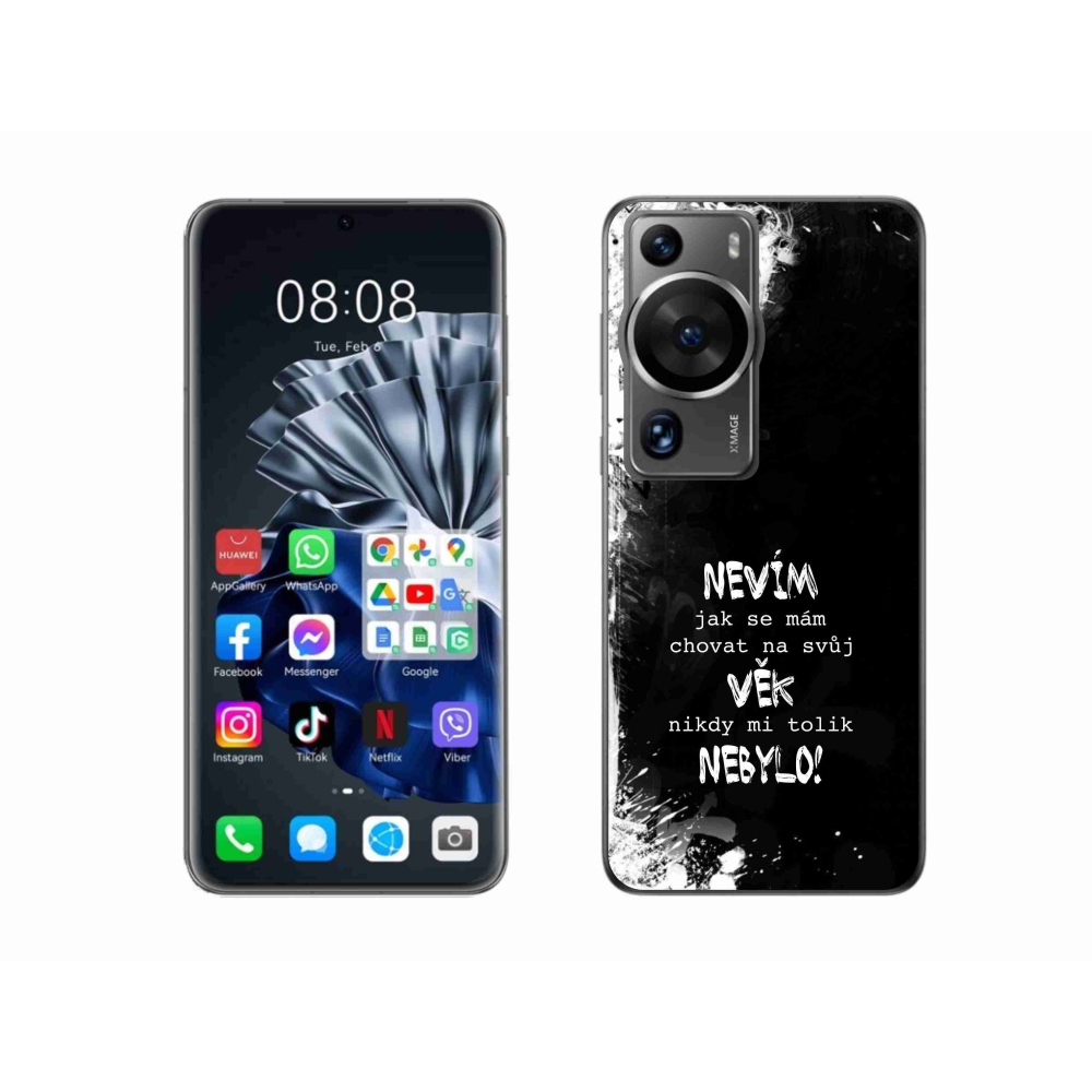 Gélový kryt mmCase na Huawei P60 Pro - vtipný text 14 čierne pozadie