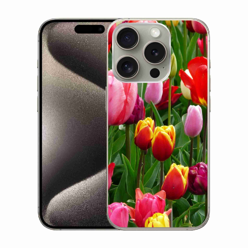Gélový kryt mmCase na iPhone 15 Pro - tulipány