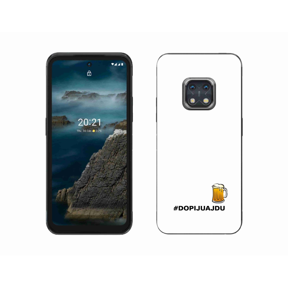 Gélový kryt mmCase na Nokia XR20 - pivný motív 1 biele pozadie