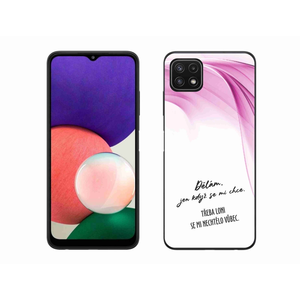 Gélový kryt mmCase na Samsung Galaxy A22 5G - vtipný text 12 biele pozadie