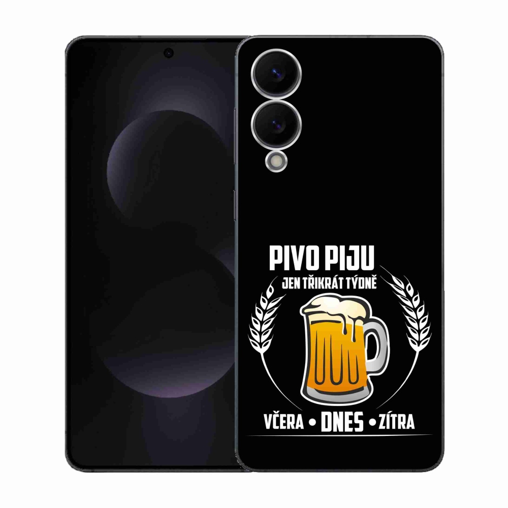 Gélový kryt mmCase na Samsung Galaxy S25 Edge - pivný motív čierne pozadie