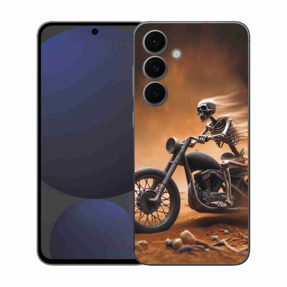 Gélový kryt mmCase na Samsung Galaxy S25 FE - kostra na motorke