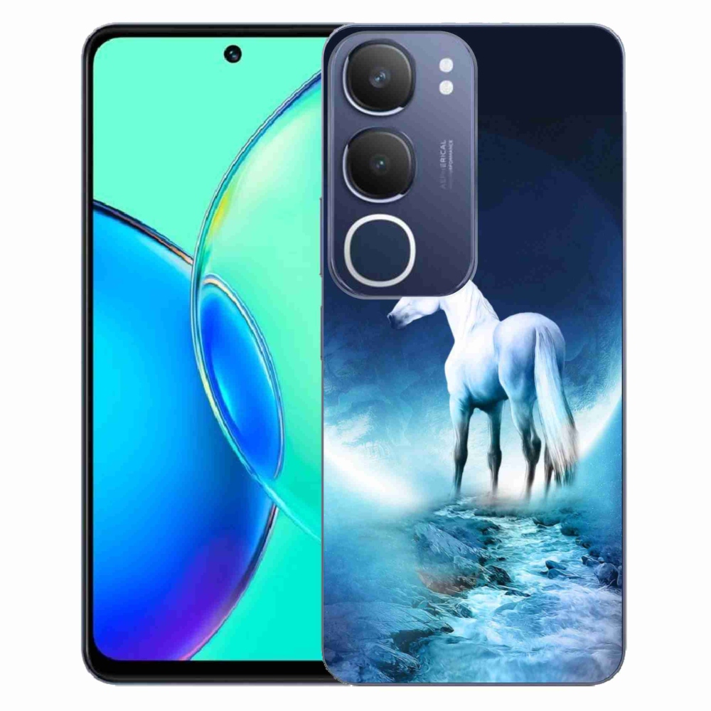 Gélový kryt mmCase na Vivo Y19s - biely jednorožec