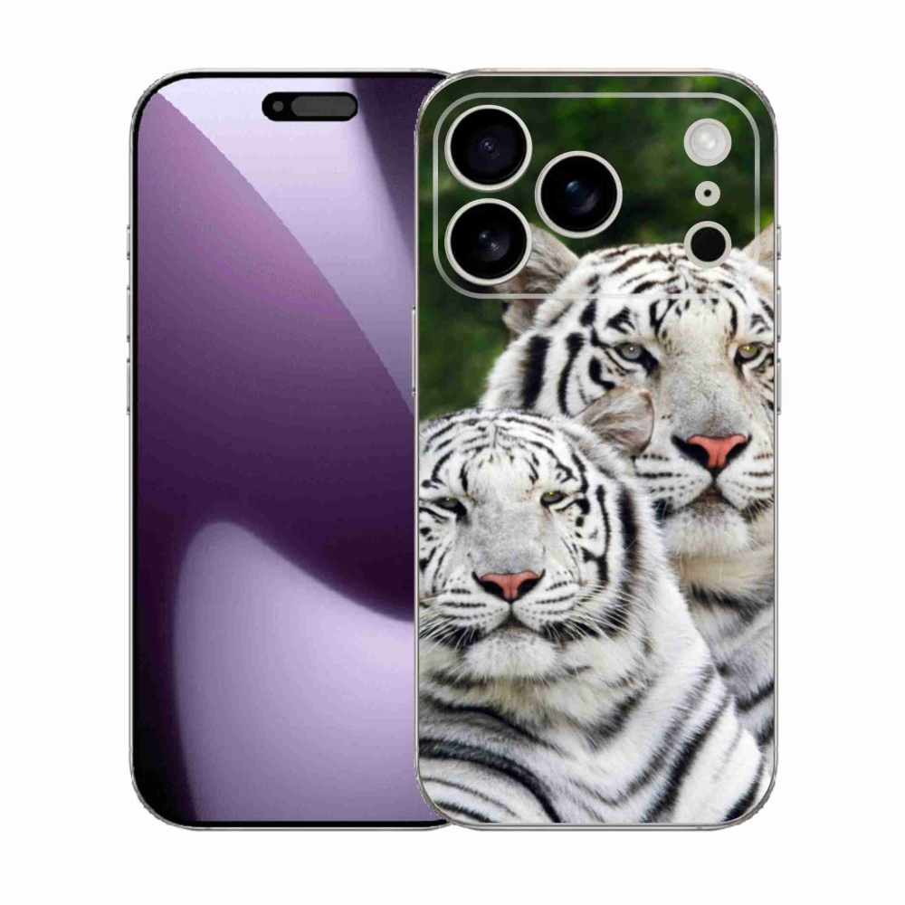 Gélový kryt mmCase na iPhone 17 Pro - bieli tigre