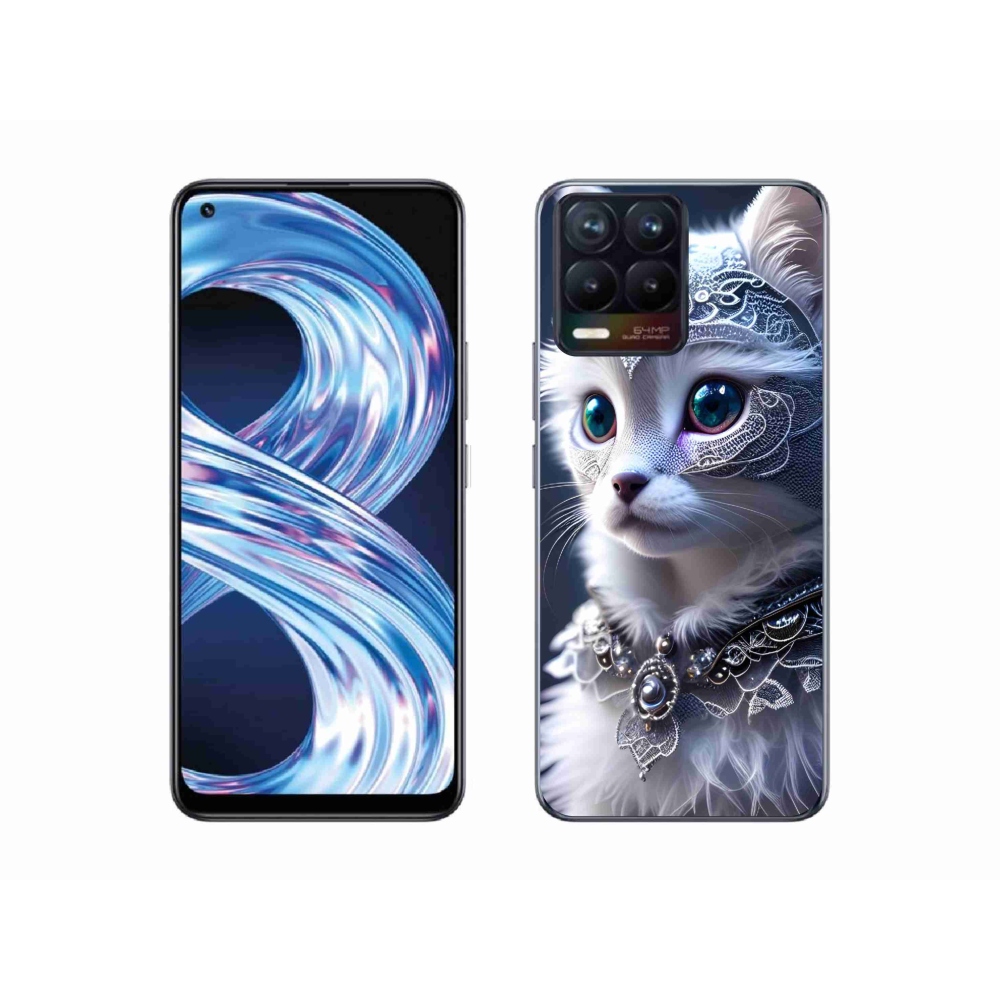 Gélový kryt mmCase na Realme 8 Pro - biela mačka