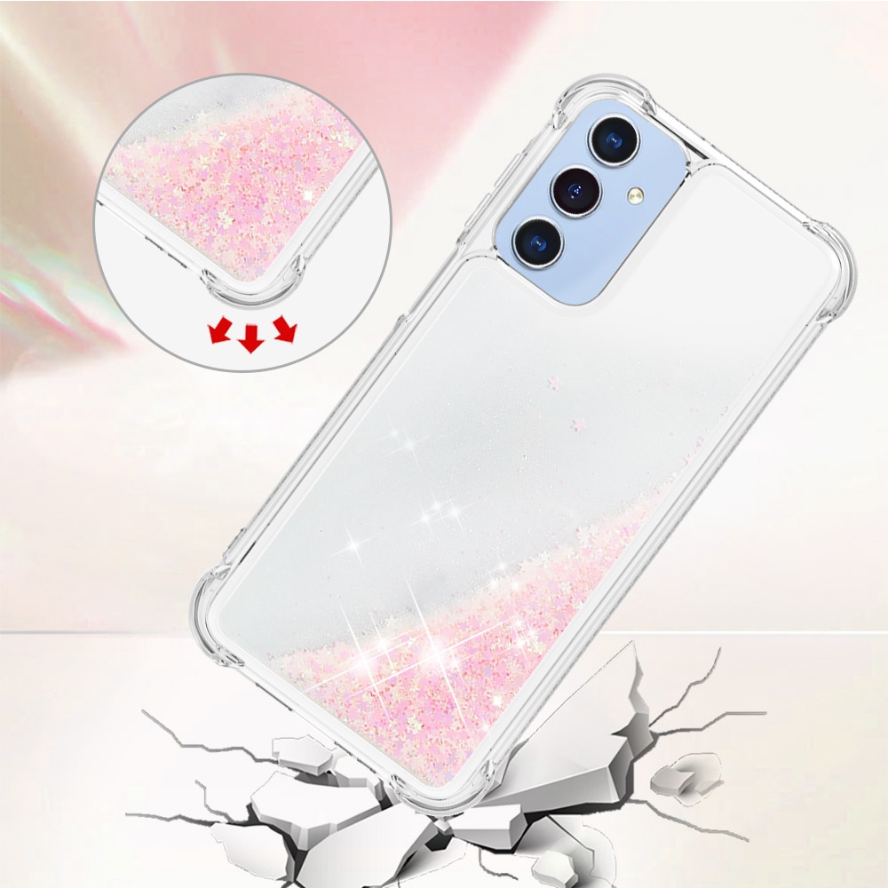 Glitter presýpacie gélový obal na Samsung Galaxy A17 5G - ružový/hviezdičky