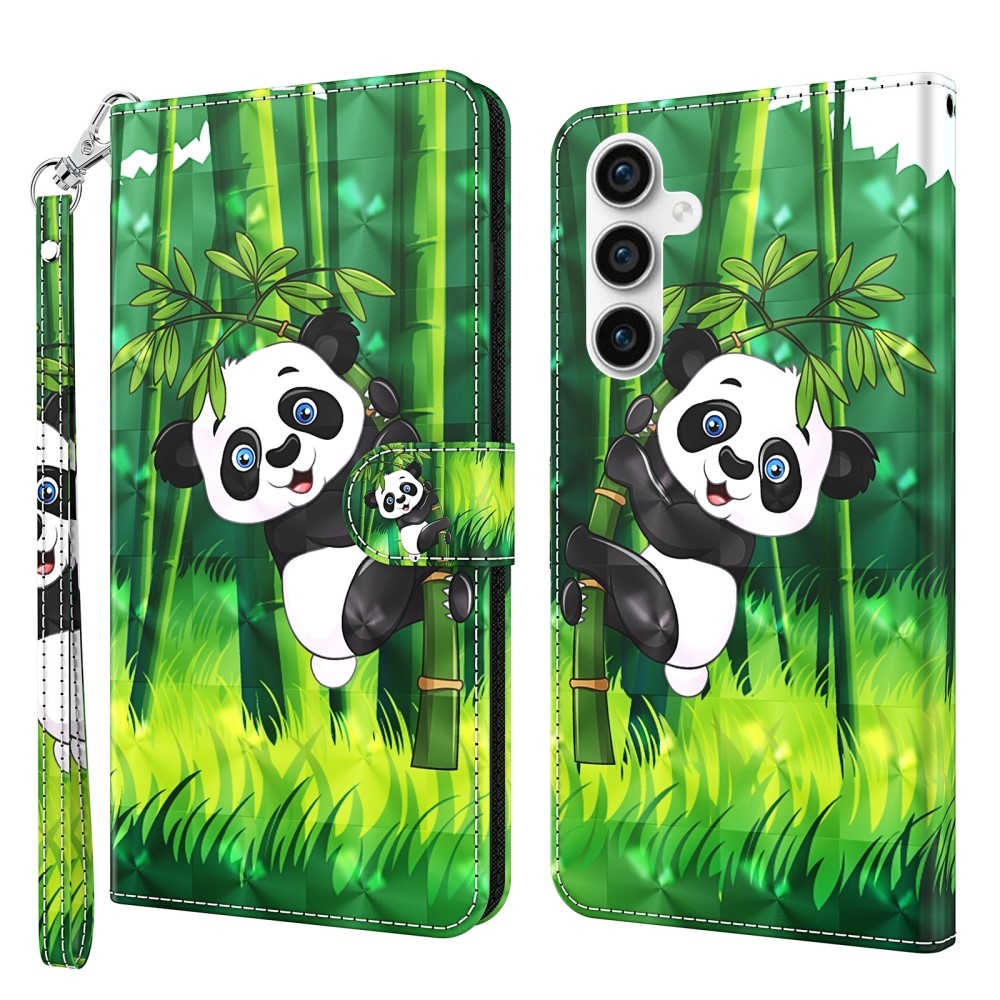 Print knižkové púzdro na Samsung Galaxy S23 FE - panda na bambuse