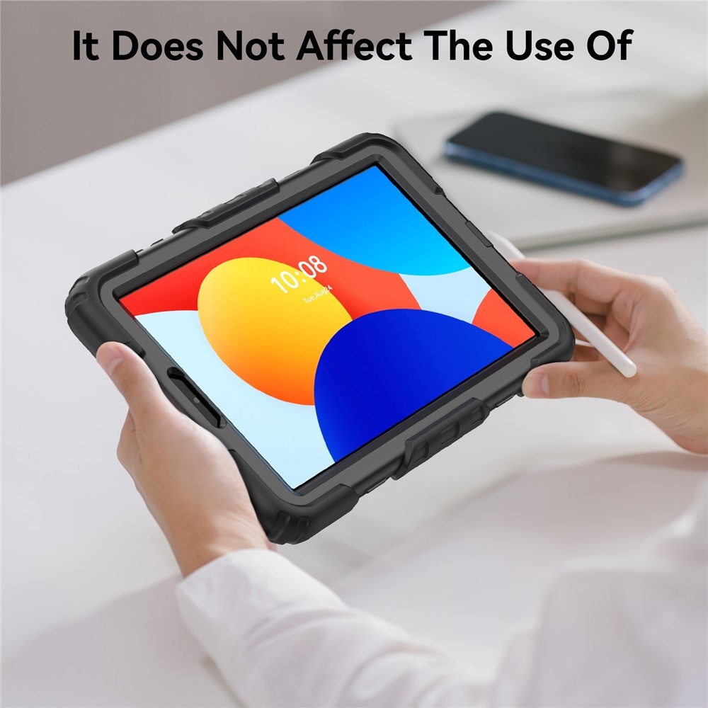 Strap odolný kryt s držiakom na ruku a ramenným popruhom na Xiaomi Redmi Pad SE 8.7 - čierny