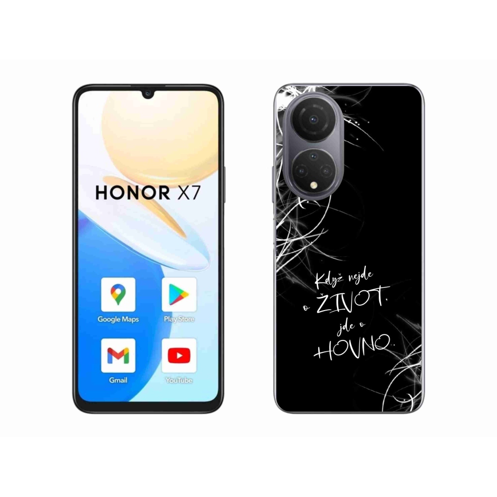 Gélový kryt mmCase na Honor X7 - vtipný text 16 čierne pozadie