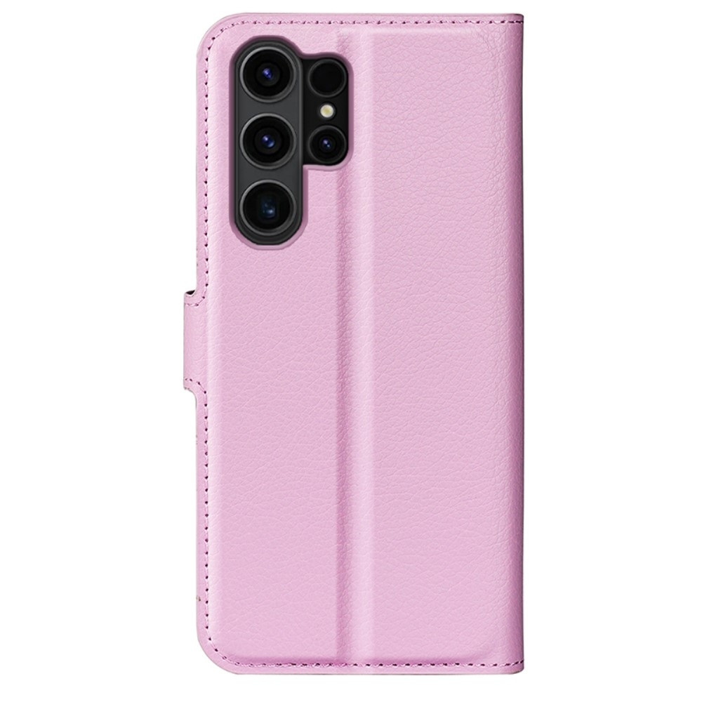 Litchi knižkové púzdro na Samsung Galaxy S24 Ultra - ružové