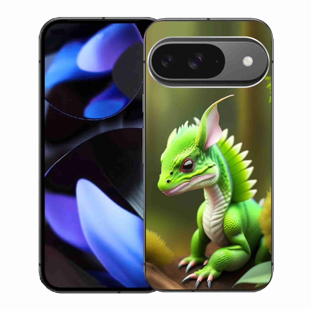 Gélový kryt mmCase na Google Pixel 9/9 Pro - zelený dráčik