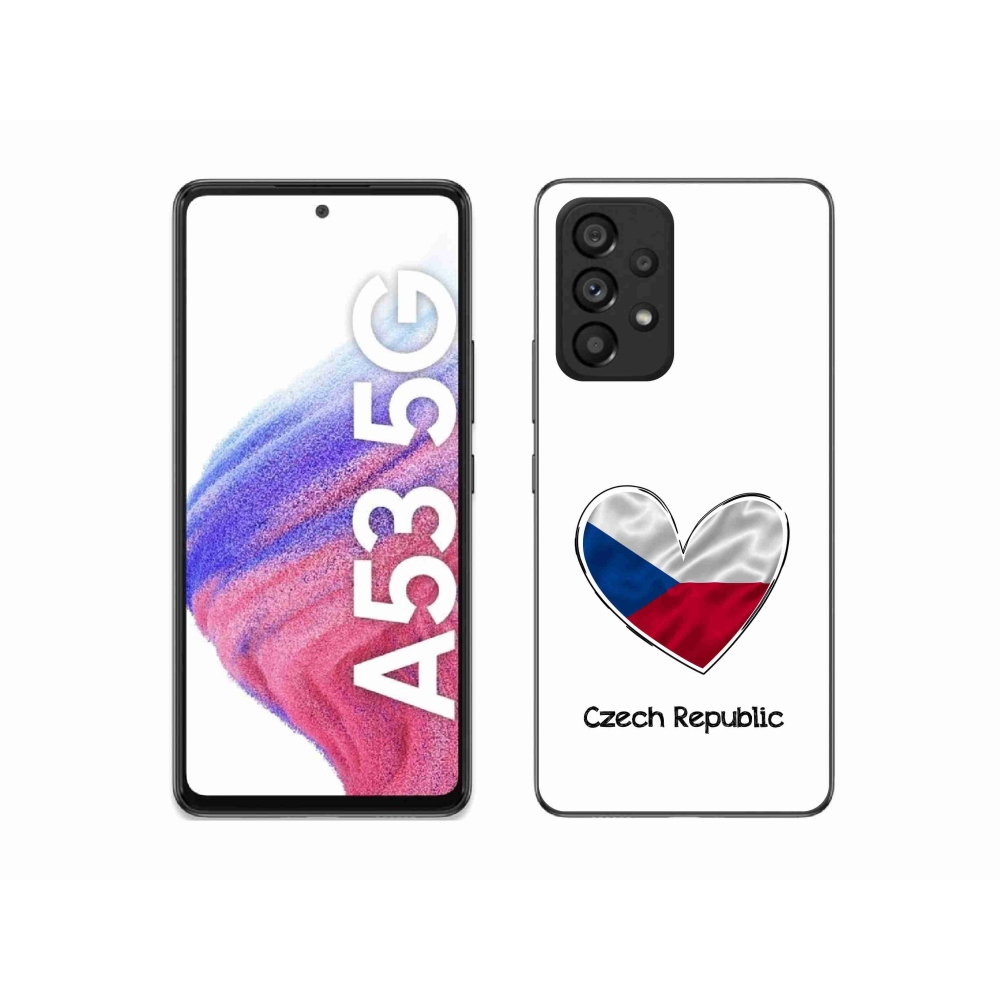 Gélový kryt mmCase na Samsung Galaxy A53 5G - vlajka srdca biele pozadie