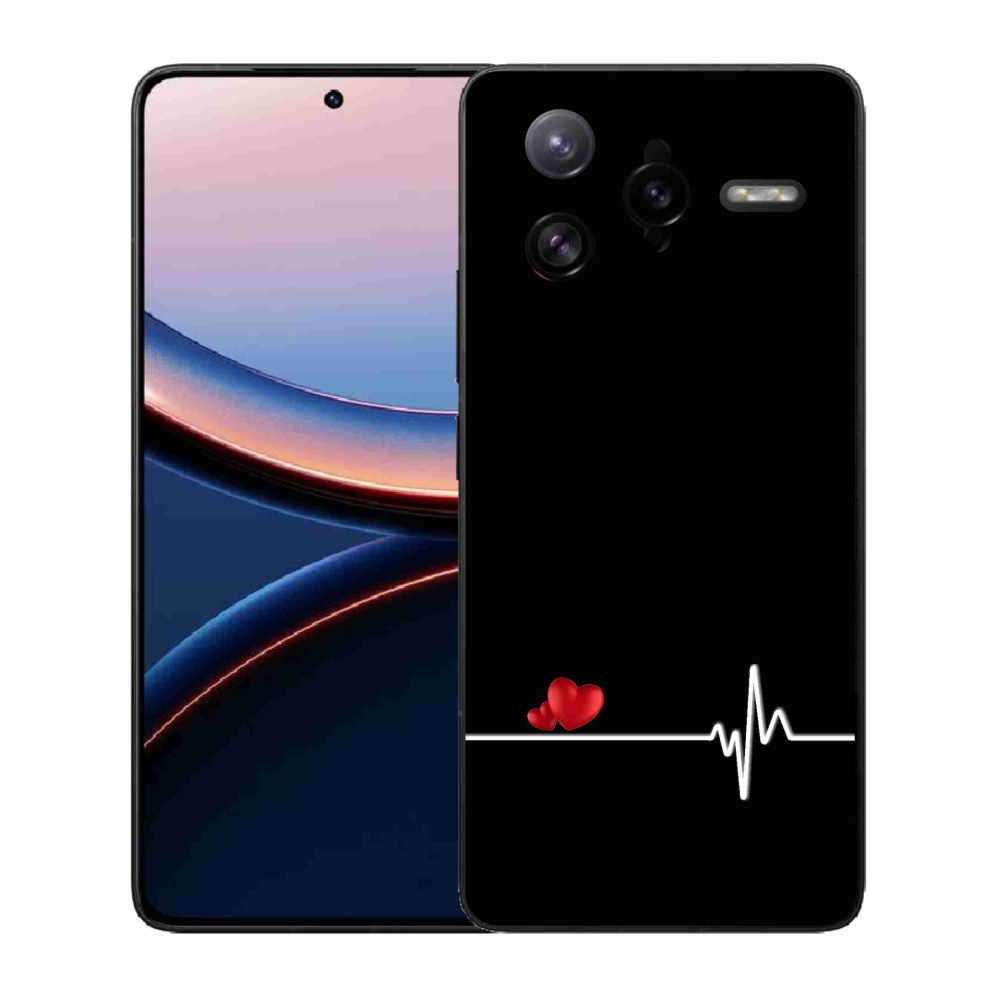 Gélový kryt mmCase na Xiaomi Poco F7 Ultra - srdce a tep čierne pozadie