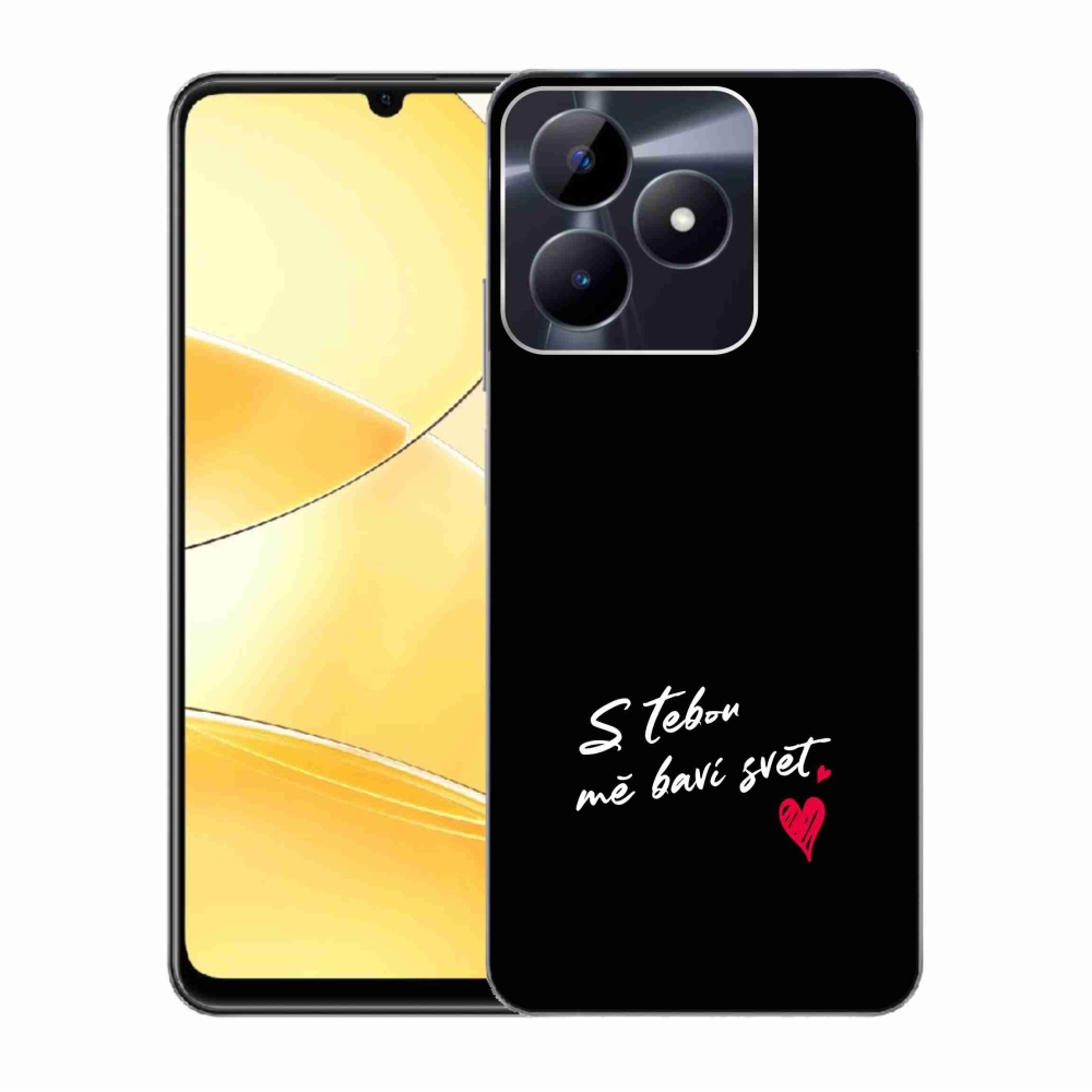 Gélový kryt mmCase na Realme C51/C53 - zamilovaný text 1 čierne pozadie