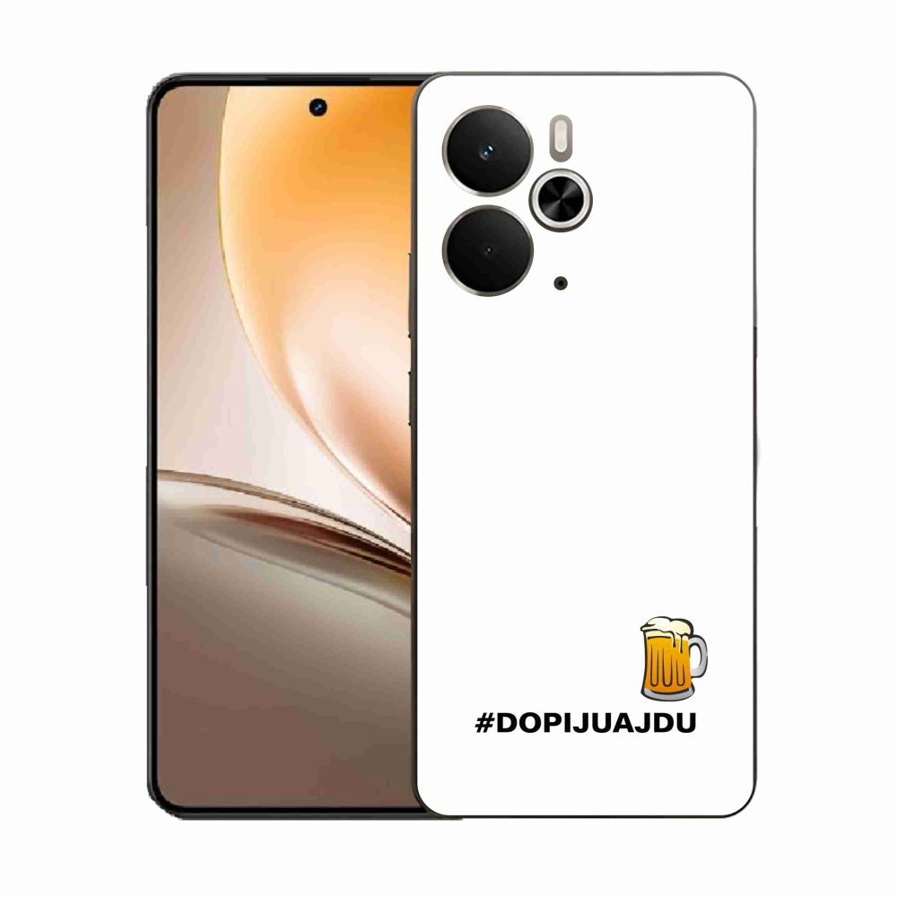 Gélový kryt mmCase na Realme 14 5G - pivný motív 1 biele pozadie