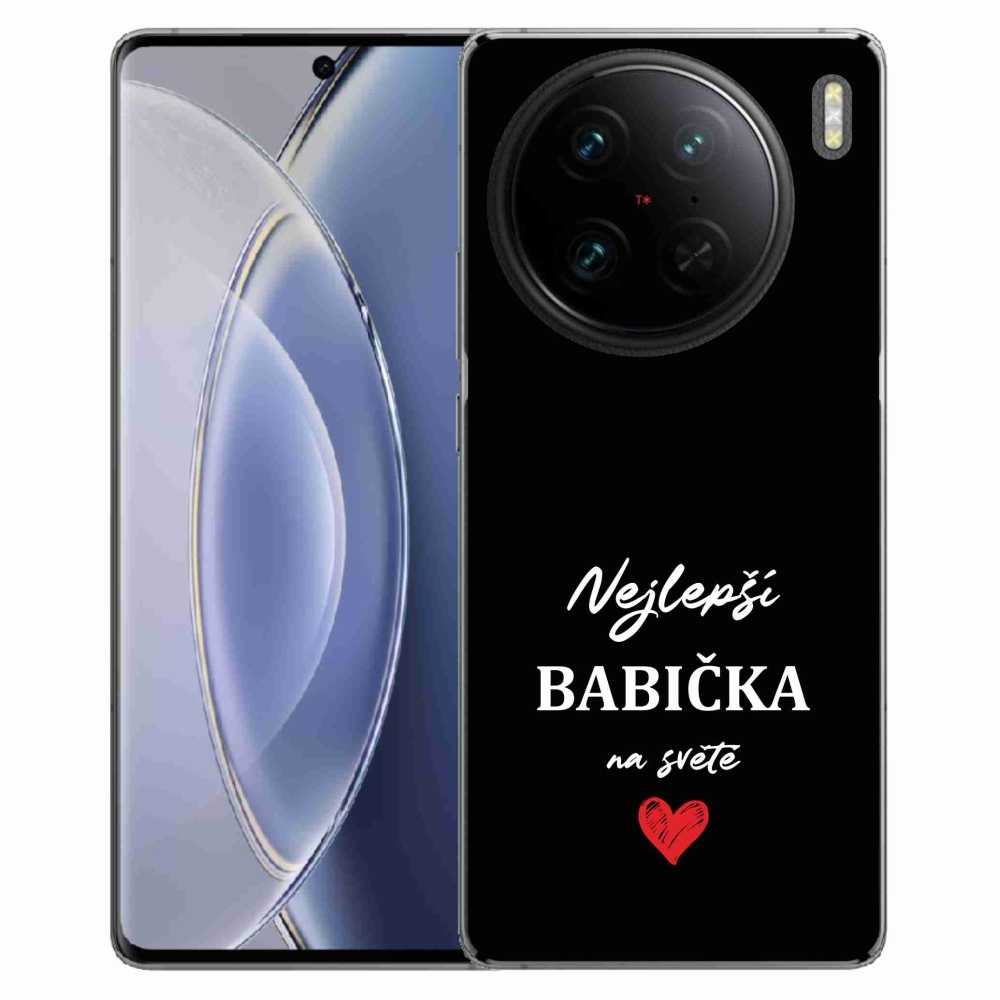 Gélový kryt mmCase na Vivo X90 Pro - najlepšia babička 1 čierne pozadie